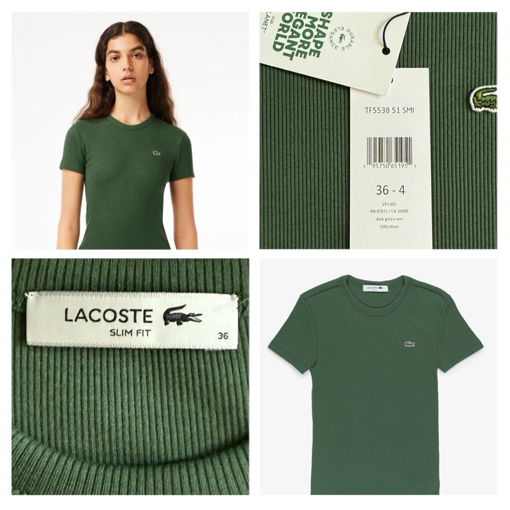 NWT Lacoste Dark Green Ribbed T-Shirt
